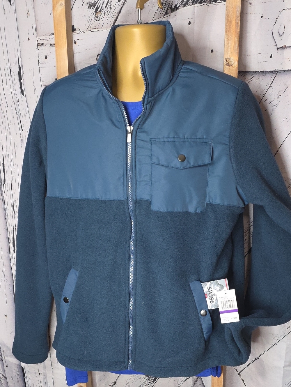 Swiss Alps Life Without Limits Men's Fleece Jacket In Ocean Blue Numerous